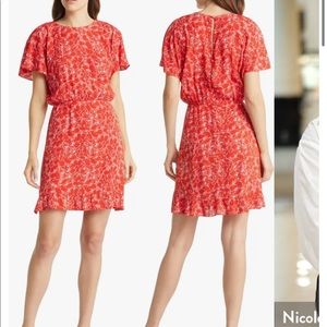 & other stories batwing dress, red floral, size s